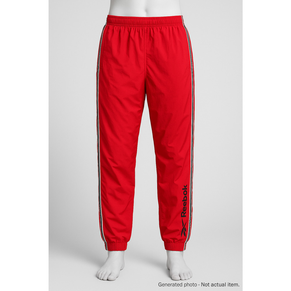 Reebok Red Track Pants Windbreaker Joggers Retro Stripe Athletic Nylon XL